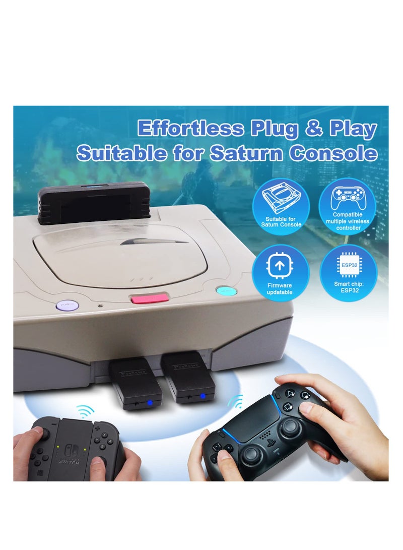 Excefore Wireless Controller Adapter for SEGA Saturn, Supports SEGA Saturn Game Console, Compatible with PS3/PS4/PS5, Xbox One S, Series X/S, Switch Pro Bluetooth Controllers, Black - Image 4