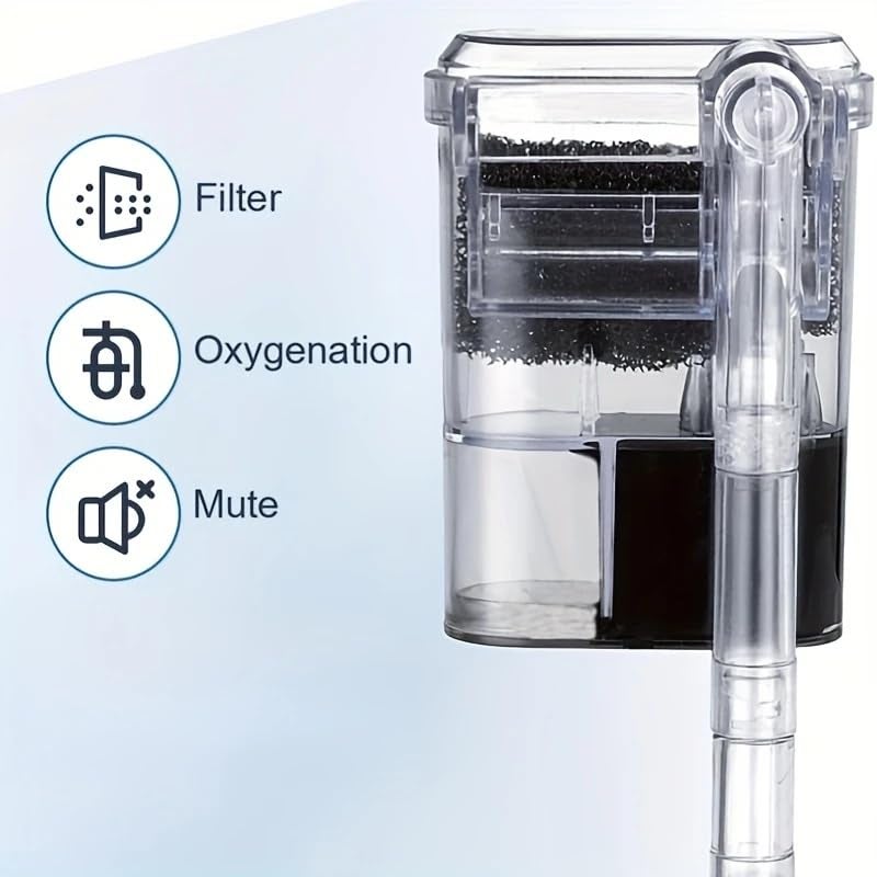 VAYINATO Mini Compact Transparent Hang On Filter | LY-401 | 2.5 Watts | 250L/Hr for Small Aquarium Fish Tank Upto 30Cm and for Bowl with Adjustable Flow Controller by Petzlifeworld - Image 3