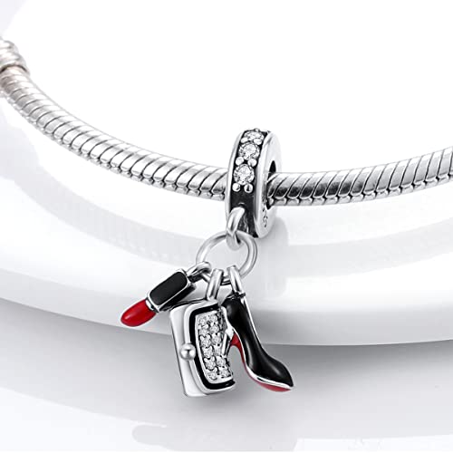 MULA 925 Sterling Silver Charms for Bracelets and Necklaces Lipstick and Bag Dangle Pendants Tower Camera Beads Jewelry Charms for Women - Image 3
