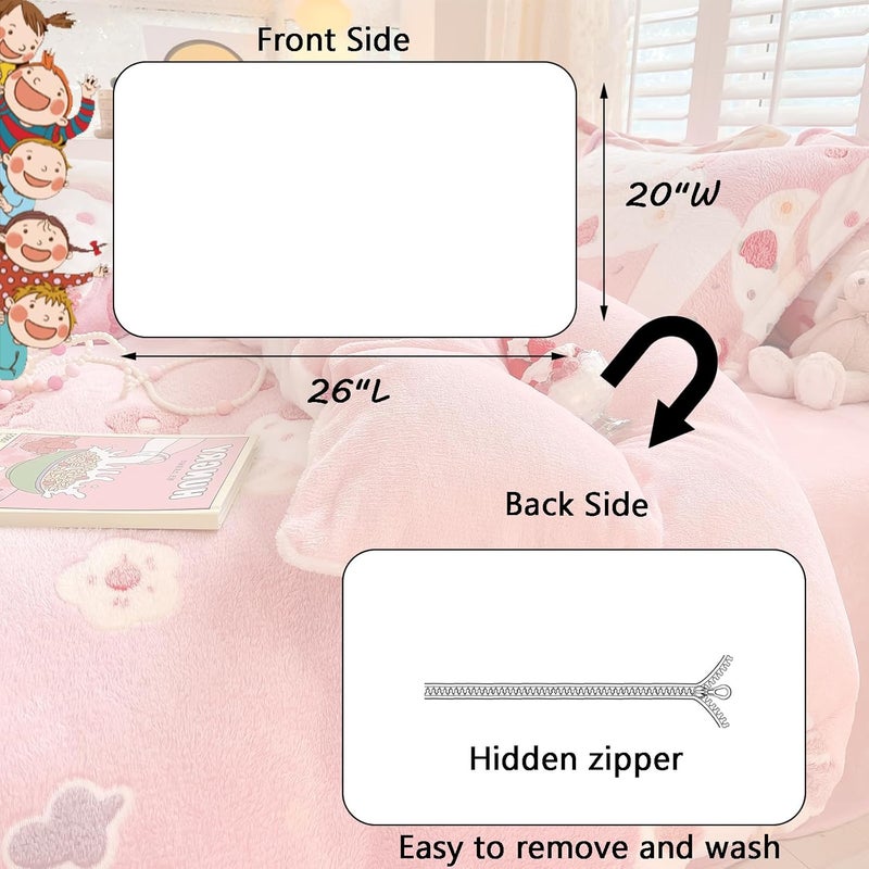 MorroMorn Decorative Pillows Covers Pink Kawaii, 2 Packs Plush Pillow Cases Standard Size, Soft Furry Throw Pillowcase Cushion Shams with Zipper Closure Girls Room Decor (Cream Cake, Standard) - Image 3