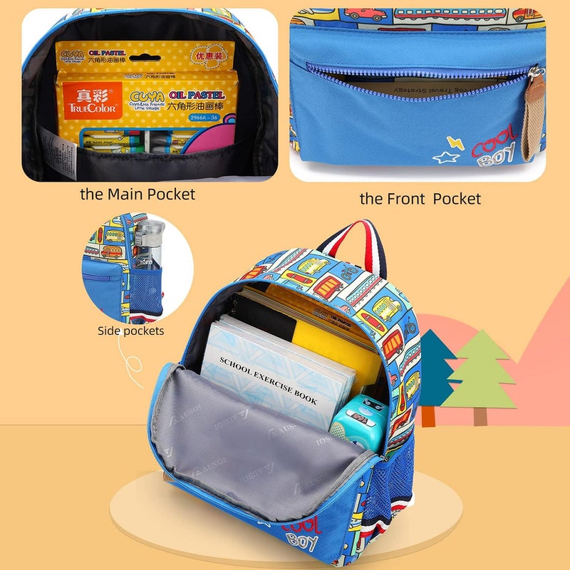 Willikiva Cartoon Bus 12 Kindergarten Backpack for Kids - Image 3