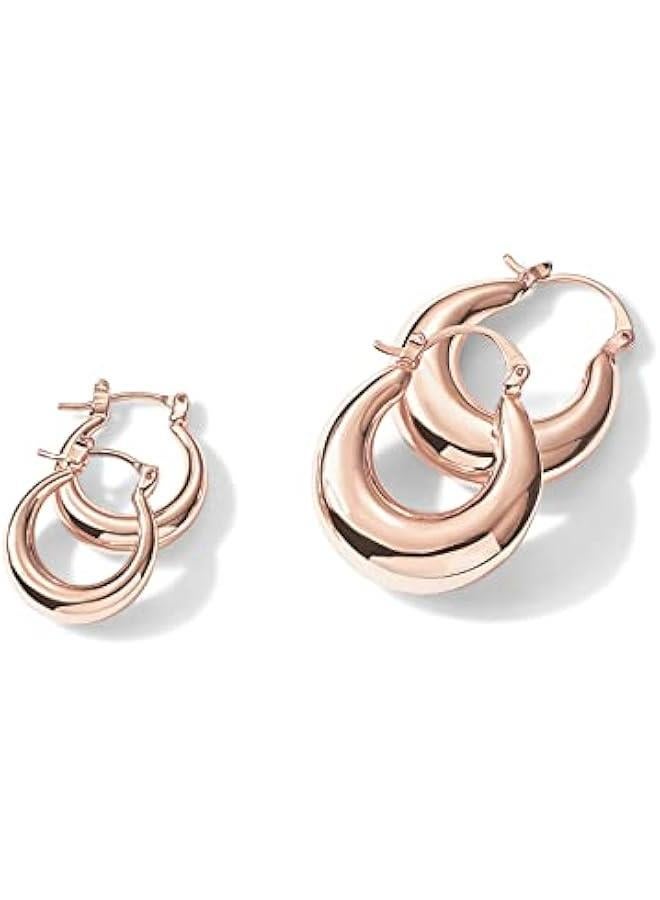 PAVOI 14K Gold Plated Sterling Silver Posts Oval Chunky Hoop Earrings for Women - Trendy Statement Thick Gold Hoops - Lightweight Dangle Earrings  - Image 3