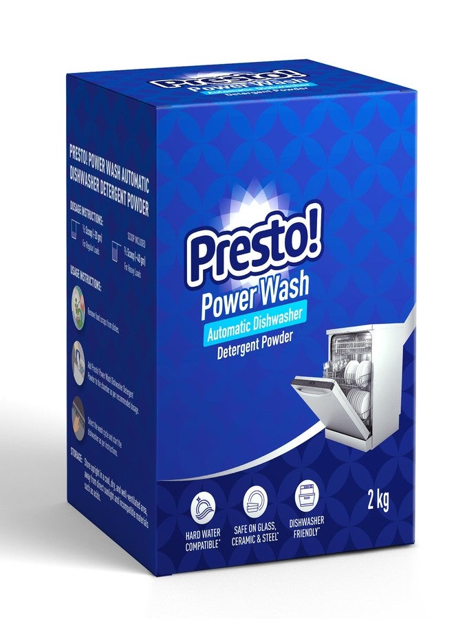 Presto! مسحوق غسيل الأطباق الأوتوماتيكي بريستو! باور واش من أمازون براند | ٢ كجم | ١ كجم × عبوة من قطعتين | يمنع البقع، ويزيل الترسبات الكلسية | أطباق وأواني زجاجية نظيفة لامعة، فعال في إزالة البقع والترسبات - Image 1
