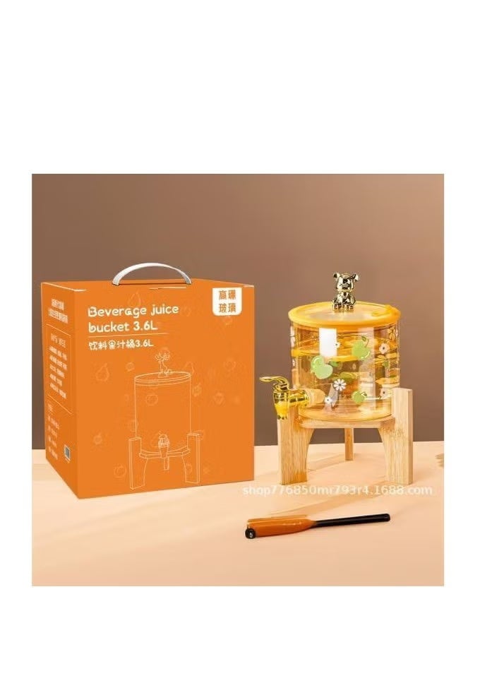 Juice Dispenser Rossum Glass Stainless Steel Faucet With Leak-Proof Side Bamboo Holder 2.6L Capacity - Image 1