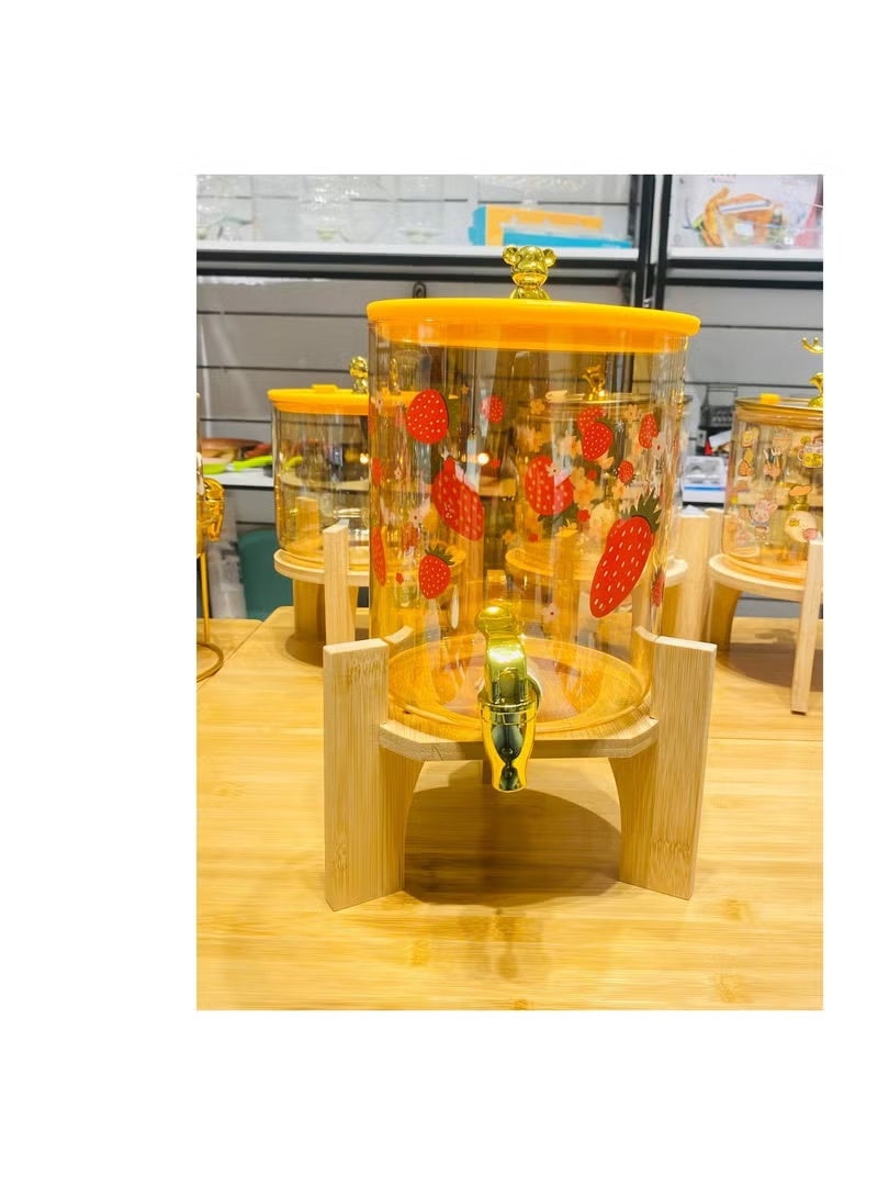 Juice Dispenser Rossum Glass Stainless Steel Faucet With Leak-Proof Side Bamboo Holder 2.6L Capacity - Image 3