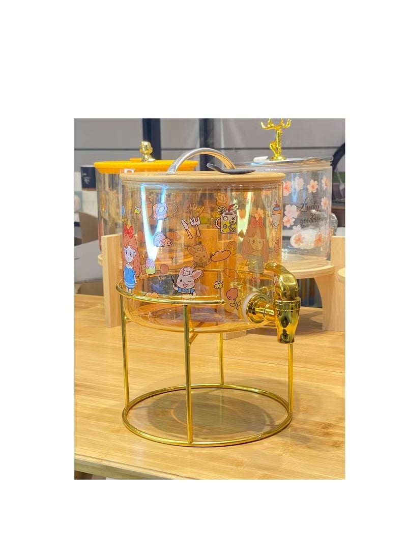 Juice Dispenser Rossum Glass Stainless Steel Faucet With Leak-Proof Side Bamboo Holder 2.6L Capacity - Image 4