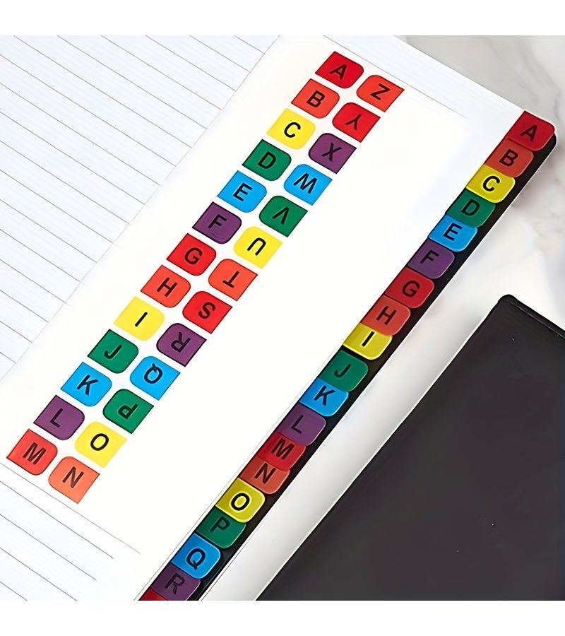 Alphabet A To Z Number 1 To 26 Index Stickers 42pcs Colorful Adhesive Bookmarks For School Office Notebook Labels - Image 1