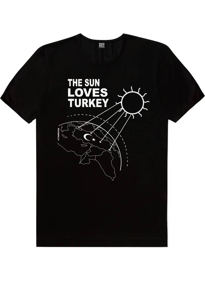 Rock&Roll Sunny Türkiye Black Short Sleeve Men's T-Shirt