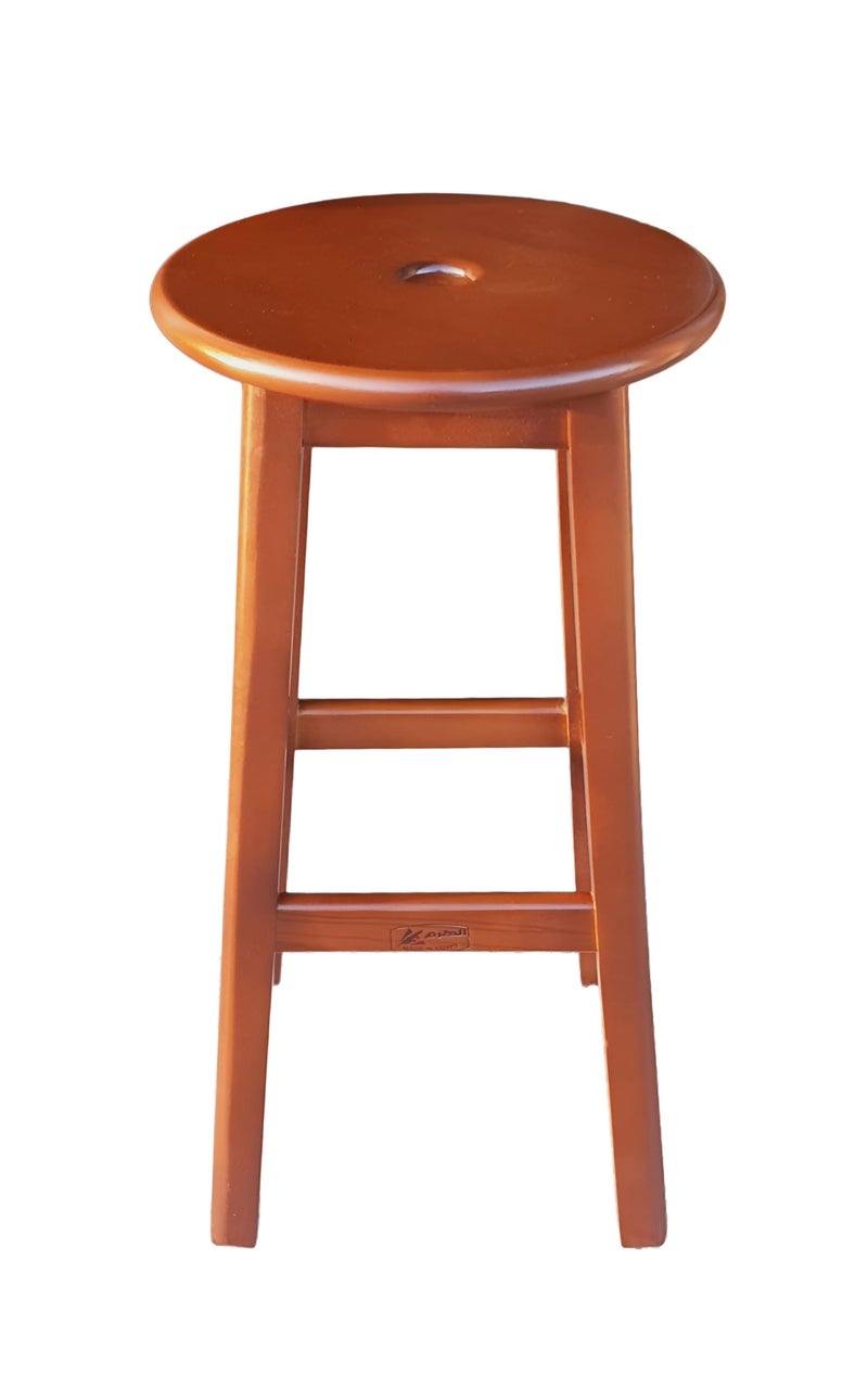 Kitchen and Bar Chairs Brown Beech Wood Painted Backless Durable Elegant Round Seat Height 70cm - Image 1