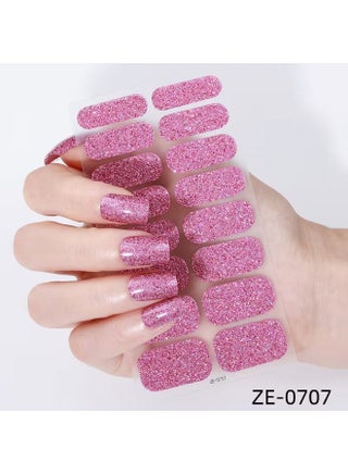 8 Sheets Nail Full Wraps Nail Polish Strips, Pink Nail Glitter Self-Adhesive Gel Nail Stickers, Suitable for Women's Home DIY Self-use Nail Art Supplies Nail Art Kit - view 3
