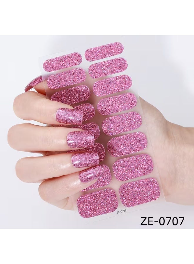 Goolsky 8 Sheets Nail Full Wraps Nail Polish Strips, Pink Nail Glitter Self-Adhesive Gel Nail Stickers, Suitable for Women's Home DIY Self-use Nail Art Supplies Nail Art Kit - Image 3