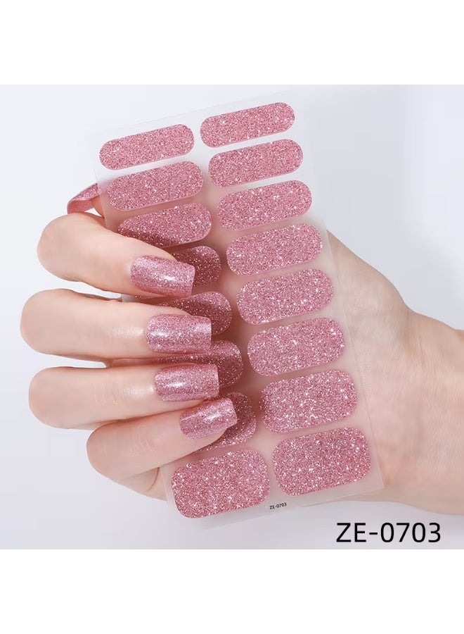 Goolsky 8 Sheets Nail Full Wraps Nail Polish Strips, Pink Nail Glitter Self-Adhesive Gel Nail Stickers, Suitable for Women's Home DIY Self-use Nail Art Supplies Nail Art Kit - Image 5