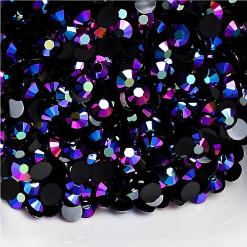Kzkcy Flatback Rhinestones Round Gems for Nails Art and Crafts 4000Pcs SS12 3mm AB Crystals Glitter Stone DIY Bags Clothes Shoes Black Purple Red AB - Image 1