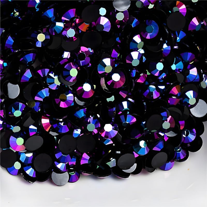 Kzkcy Flatback Rhinestones Round Gems for Nails Art and Crafts 4000Pcs SS12 3mm AB Crystals Glitter Stone DIY Bags Clothes Shoes Black Purple Red AB - Image 3