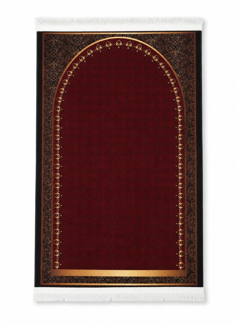 Rich Life Luxury Muslim Prayer Mat with Classic Arch Design, Soft Islamic Prayer Rug with Tassel Fringe, Foldable Namaz/Salah Mat for Home, Mosque, Ramadan, Eid Gift & Travel - Image 1
