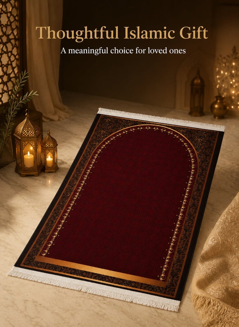 Rich Life Luxury Muslim Prayer Mat with Classic Arch Design, Soft Islamic Prayer Rug with Tassel Fringe, Foldable Namaz/Salah Mat for Home, Mosque, Ramadan, Eid Gift & Travel - Image 5