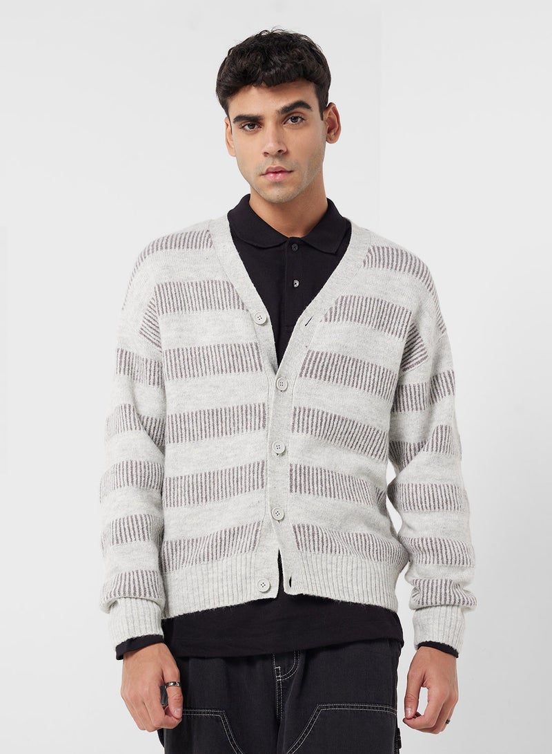 JACK & JONES Stripe V-Neck Cardigan  - Image 1