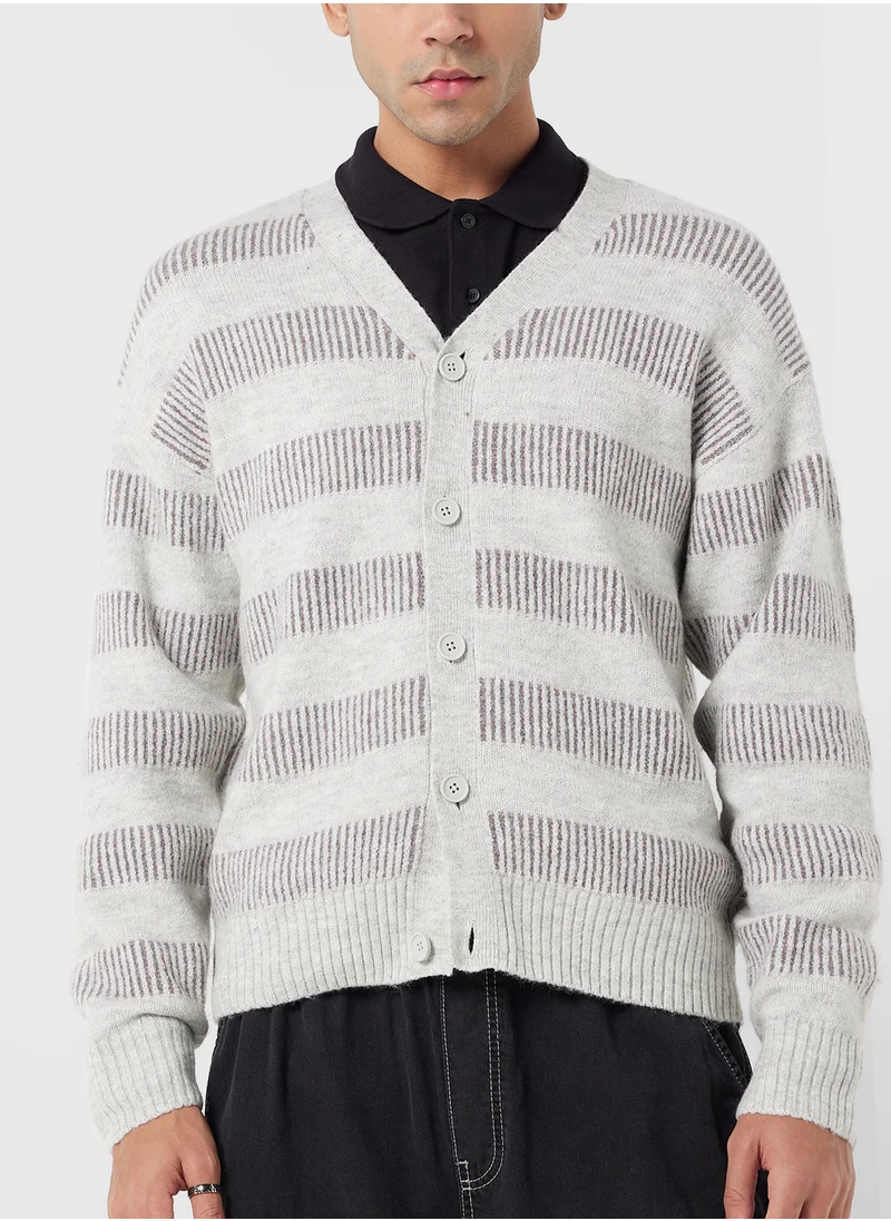 جاك اند جونز Stripe V-Neck Cardigan