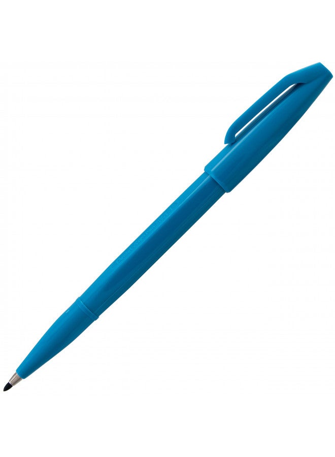 Pentel Arts Sign Pen Fiber-Tipped Pen, Sky Blue Ink, Box of 12 (S520-S) - Image 1