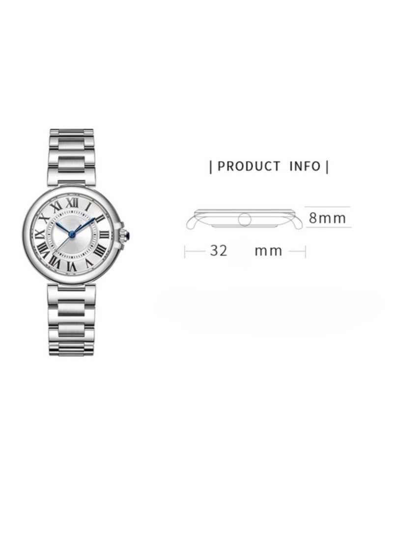 Stainless Steel Strap Quartz Roman Scale Women's Watch, Dial Diameter 32MM - Image 2