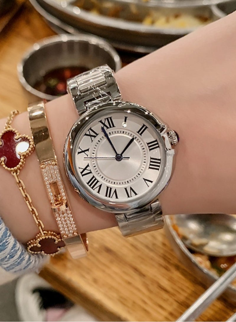 Stainless Steel Strap Quartz Roman Scale Women's Watch, Dial Diameter 32MM - Image 3
