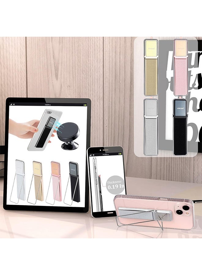 سي ام زد دبليو تي 4 قطع من حامل الهاتف المحمول القابل للتمديد، مزود بحلقة لاصقة لتثبيت الهاتف، متوافق مع معظم الهواتف الذكية (أسود، فضي، ذهبي، وردي ذهبي). - Image 2