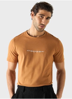 Iconic Slogan Print Crew Neck T-Shirt  - Image 1