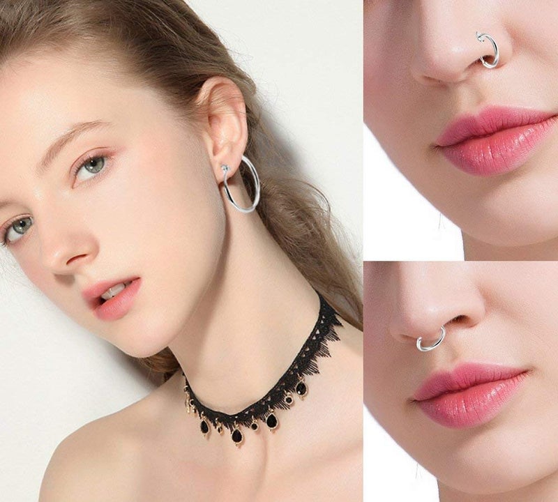 CCBFY Stainless Steel 4 Pairs Set Clip On Hoop Earrings for Women Men Non Pierced Earrings Silver Set - Image 2