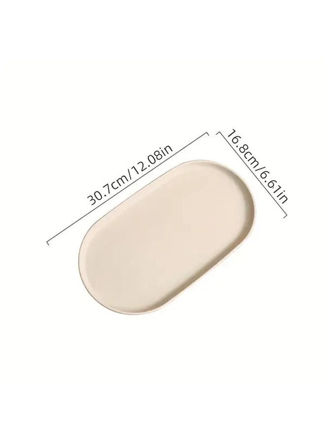Pure White Oval Serving Tray Durable Plastic for Breakfast Fruits Desserts Coffee - Image 2