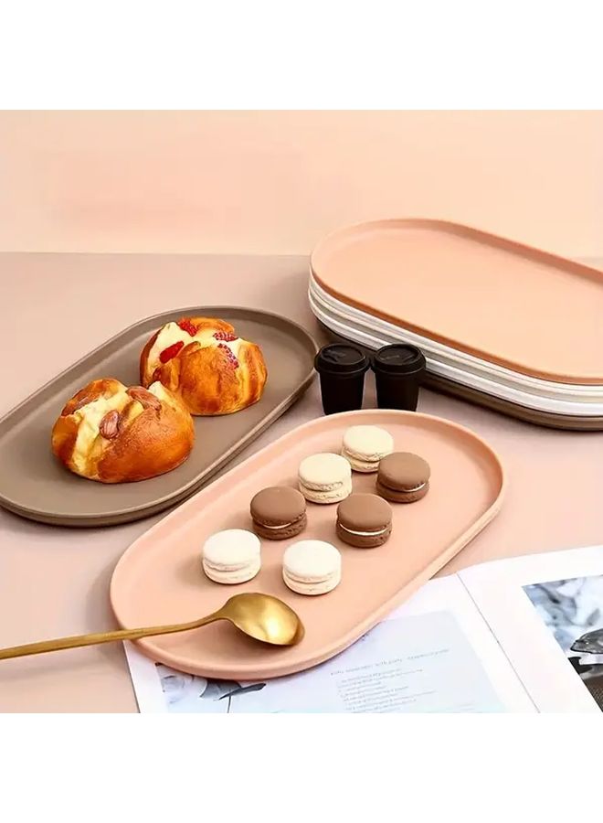 Pure White Oval Serving Tray Durable Plastic for Breakfast Fruits Desserts Coffee - Image 4