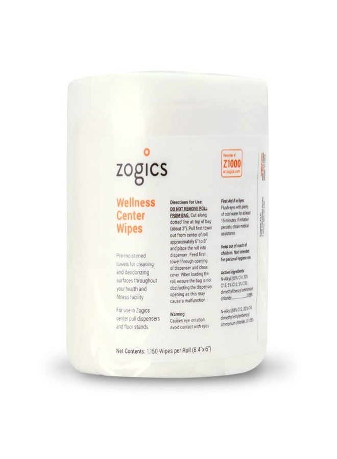 Zogics Wellness Center Heavy Duty Gym Equipment and Surface Cleaning Wipes (1,150 Wipes) + Reusable Wipe Bucket Dispenser - Image 2