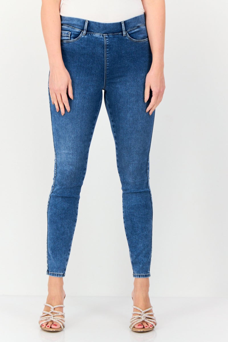 JDY Women Regular Fit Washed Stretchable Jeans, Blue - Image 1