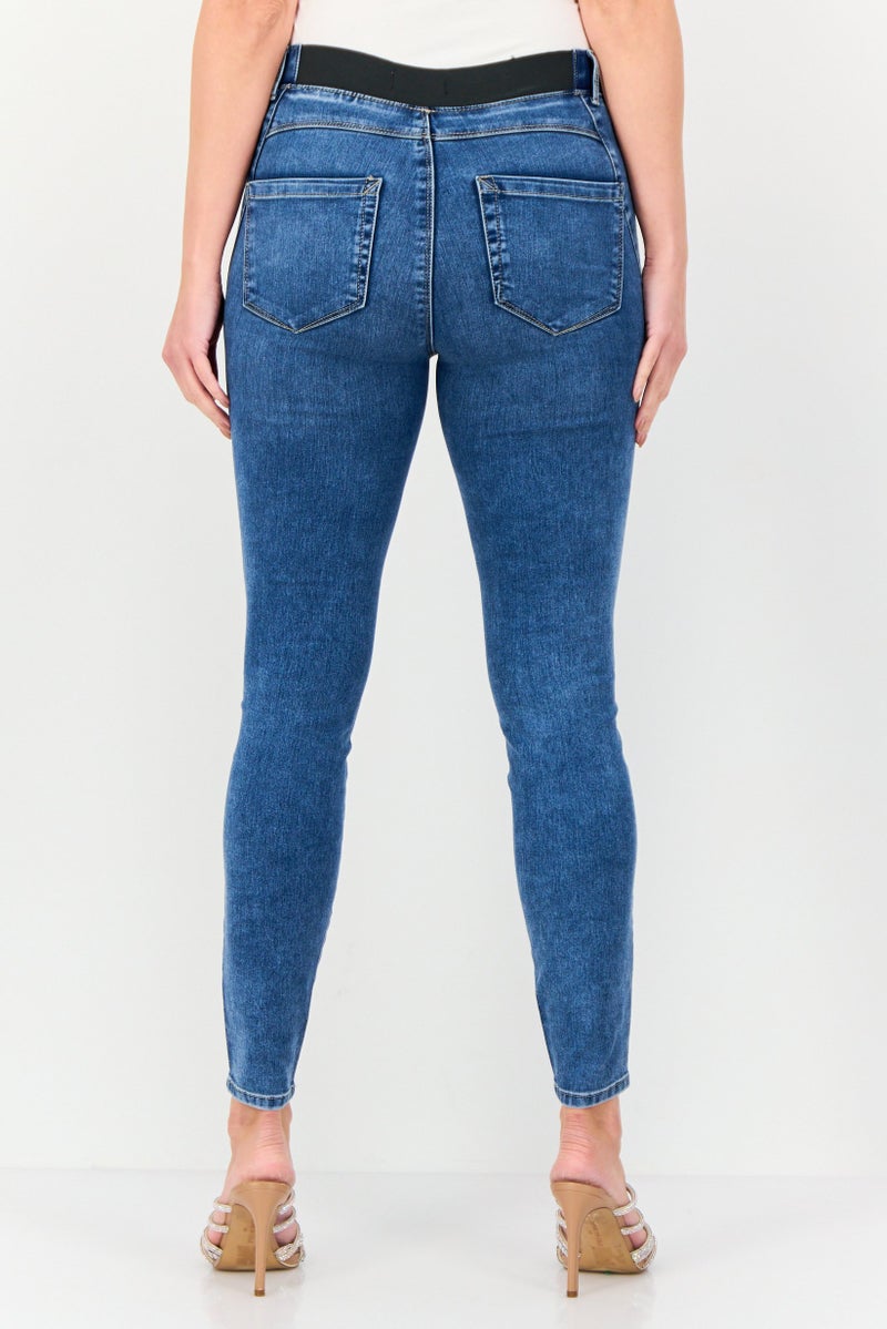 JDY Women Regular Fit Washed Stretchable Jeans, Blue - Image 3