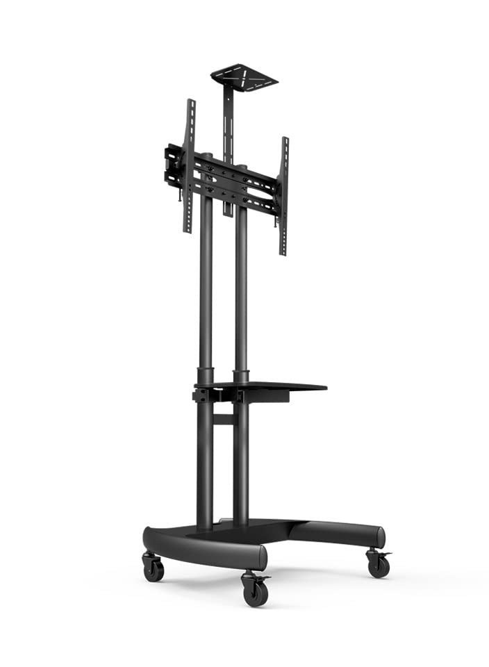 Mobile TV Stand with Wheels Rolling TV Stand for 32-65 Inch LED LCD Flat or Curved Screen TVs up to 40Kg - Height Adjustable TV Cart with Shelves - Portable TV Stand. - Image 2