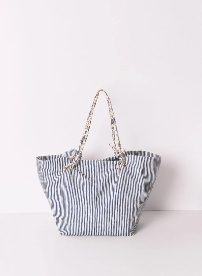 women'secret Striped Canvas Shopper Bag