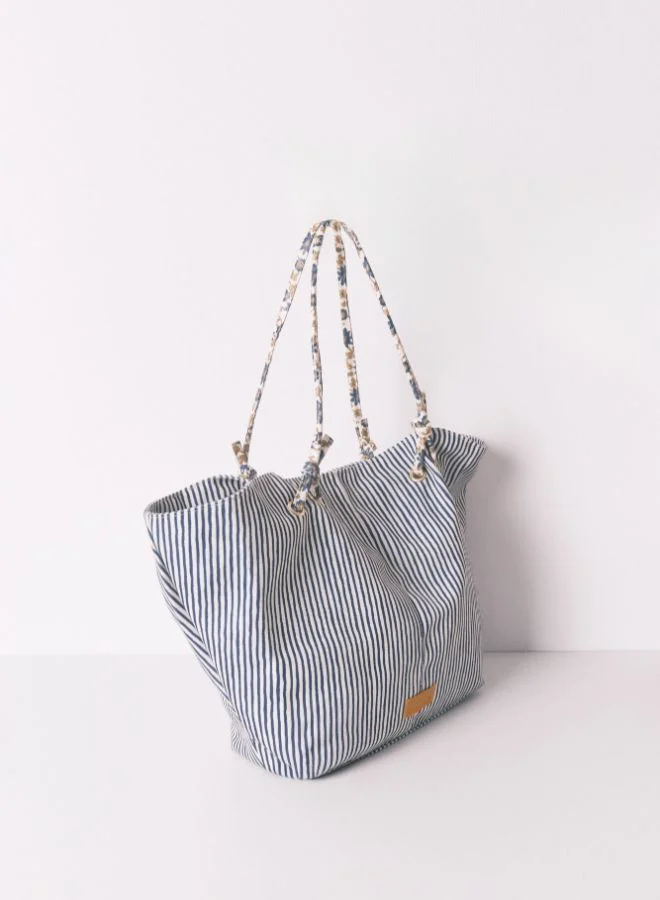 women'secret Striped Canvas Shopper Bag