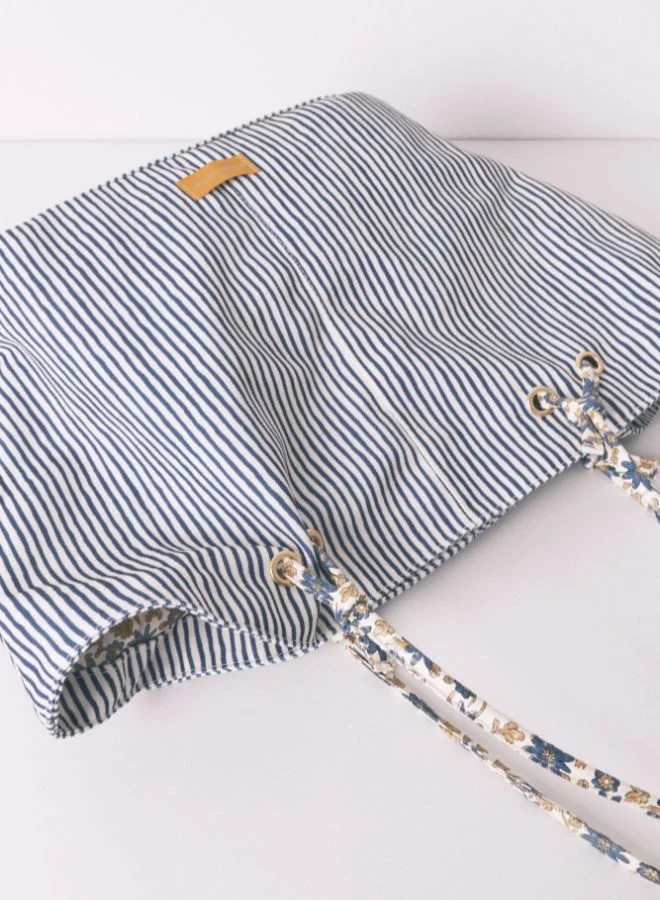 women'secret Striped Canvas Shopper Bag