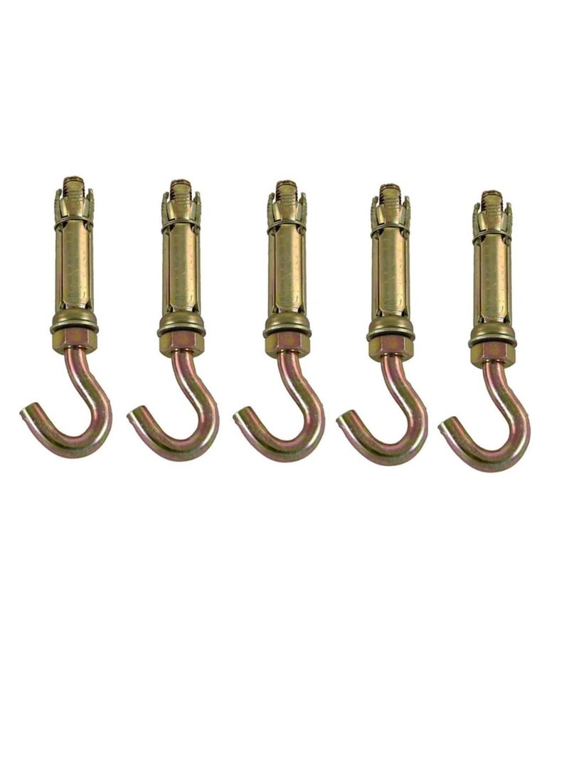 Robustline High Strength Metal Sleeve Shield Closed Hook/Eye Hook | Open Hook Anchor Bolt Pack of 5 (OPEN HOOK, 8 MM) - Image 1