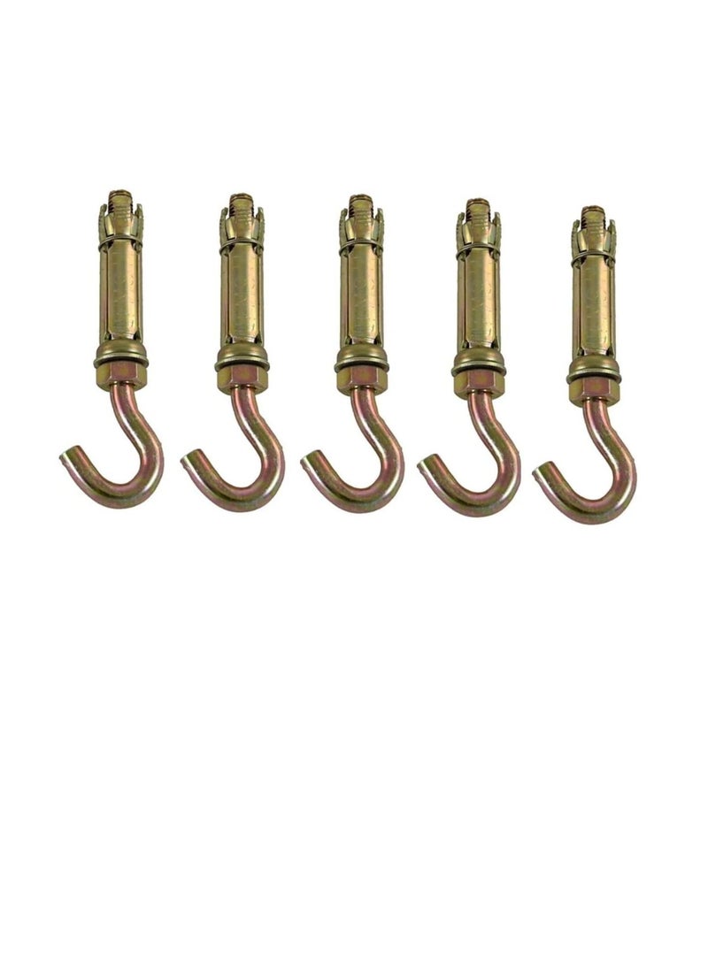 Robustline High Strength Metal Sleeve Shield Closed Hook/Eye Hook | Open Hook Anchor Bolt Pack of 5 (OPEN HOOK, 8 MM) - Image 2