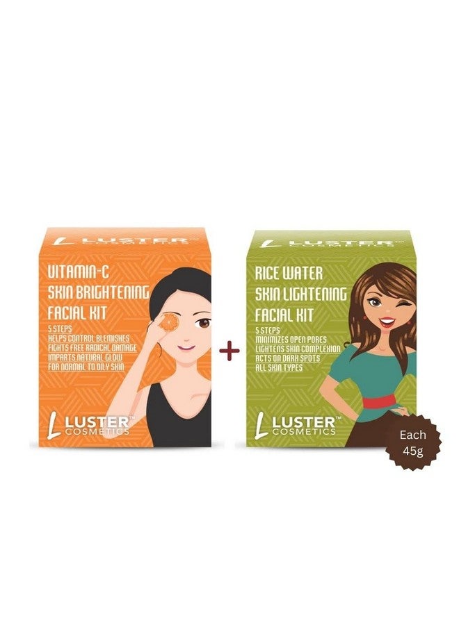 لاستر مجموعة مستحضرات التجميل | مجموعة فيتامين سي للعناية بالوجه ومجموعة ماء الأرز للعناية بالوجه | مجموعة العناية بالوجه من 5 خطوات | مجموعة العناية بالوجه صغيرة للاستخدام مرة واحدة | للنساء والرجال | خالية من البارابين والكبريتات - 45 جرام لكل منها - Image 1