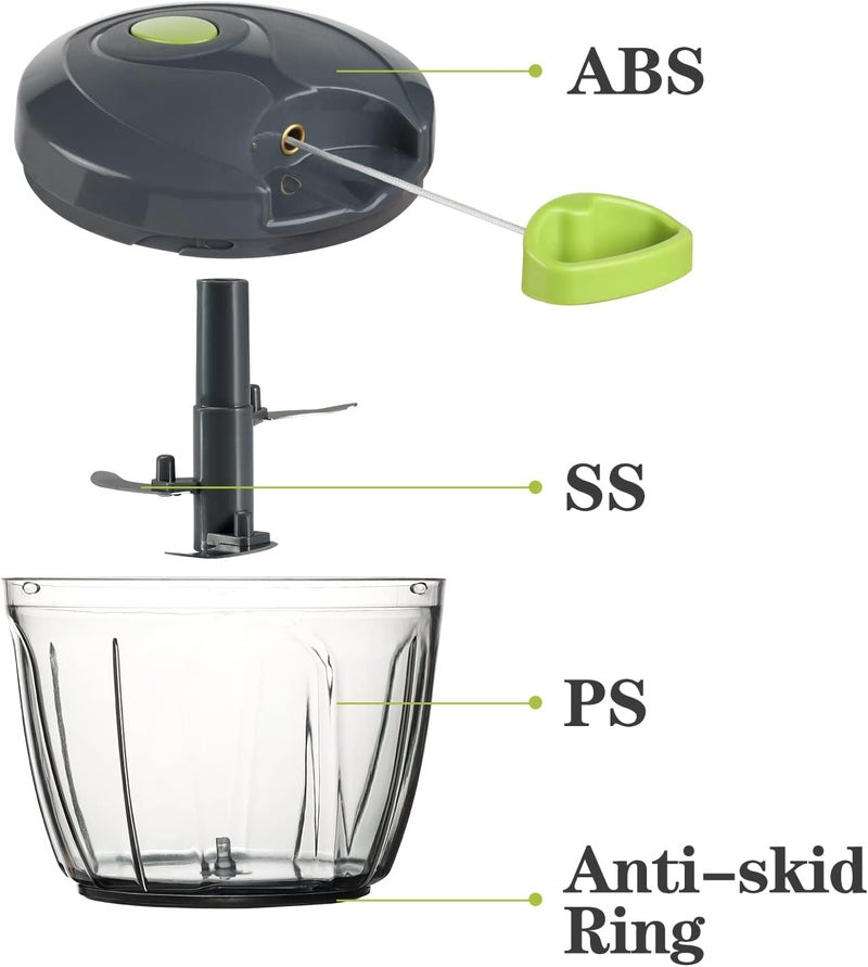 Cambom Food Chopper Vegetable Cutter, Chopper Hand String Vegetable Chopper Onions Cutter for Vegetable Fruits Nuts Durable BPA Free Food Safe Material 650ML（Gray） - Image 5
