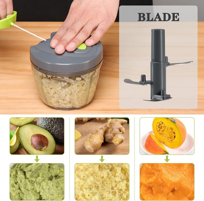 Cambom Food Chopper Vegetable Cutter, Chopper Hand String Vegetable Chopper Onions Cutter for Vegetable Fruits Nuts Durable BPA Free Food Safe Material 650ML（Gray） - Image 3