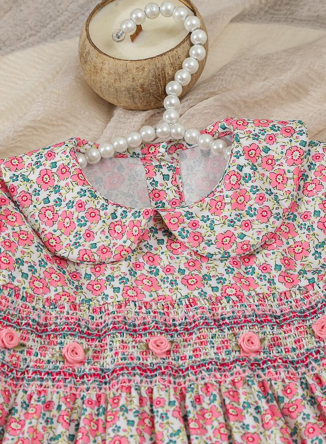 تايك تو فستان بناتي وردي بياقة بيتر بان - Image 3