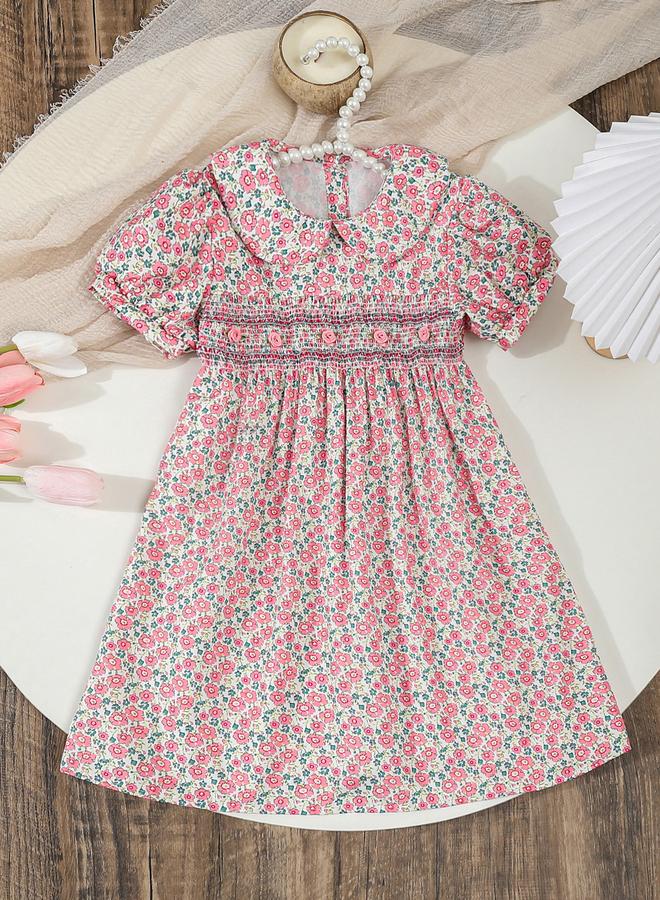 تايك تو فستان بناتي وردي بياقة بيتر بان - Image 1