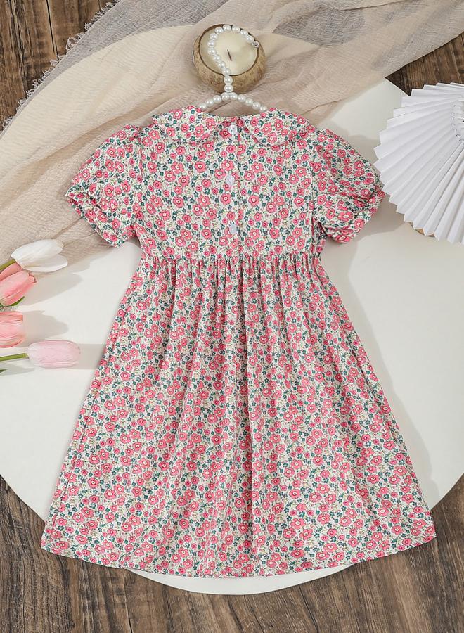 تايك تو فستان بناتي وردي بياقة بيتر بان - Image 2