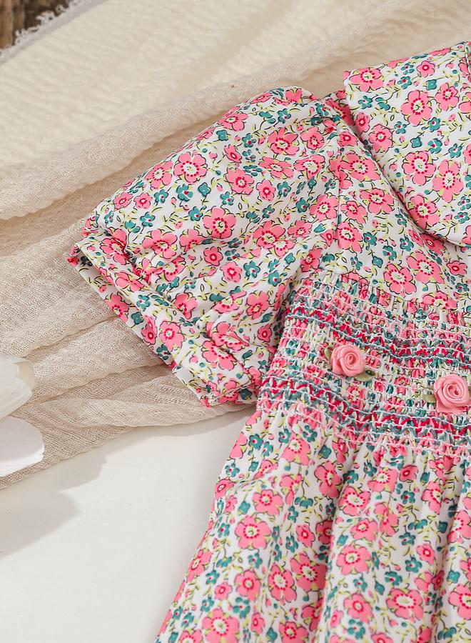 تايك تو فستان بناتي وردي بياقة بيتر بان - Image 4