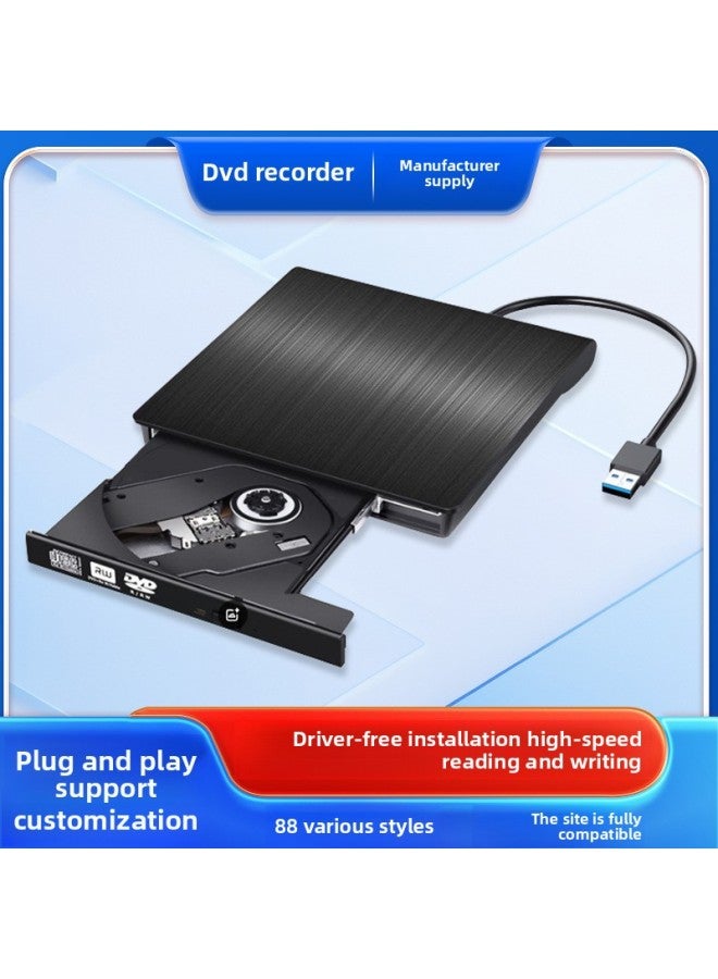 USB3.0 External Optical Drive External Mobile Note Burner DVD Burner Type C External Drive-Color:Black - Image 1