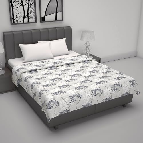 Divine Casa 100% Cotton Double Bed Dohar | Lightweight & Ultra-Soft AC Blanket | Reversible Summer Quilt | 220 x 205 CM, Greyish Blue - Image 2