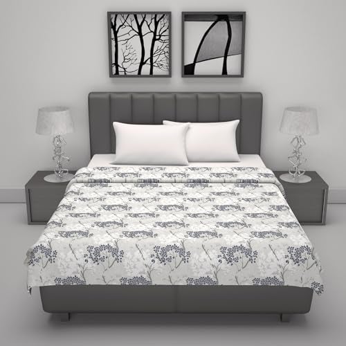 Divine Casa 100% Cotton Double Bed Dohar | Lightweight & Ultra-Soft AC Blanket | Reversible Summer Quilt | 220 x 205 CM, Greyish Blue - Image 3