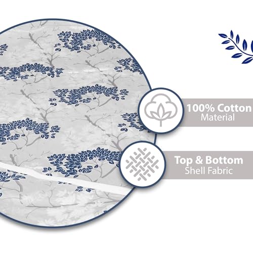 Divine Casa 100% Cotton Double Bed Dohar | Lightweight & Ultra-Soft AC Blanket | Reversible Summer Quilt | 220 x 205 CM, Greyish Blue - Image 4
